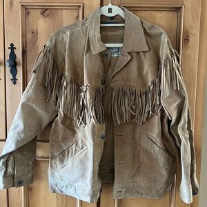 Liz Claiborne Suede Fringe Jacket in Tan Brown